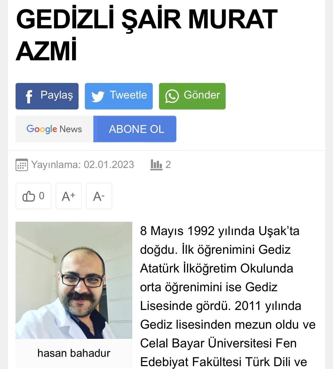 GEDİZLİ ŞAİR MURAT AZMİ