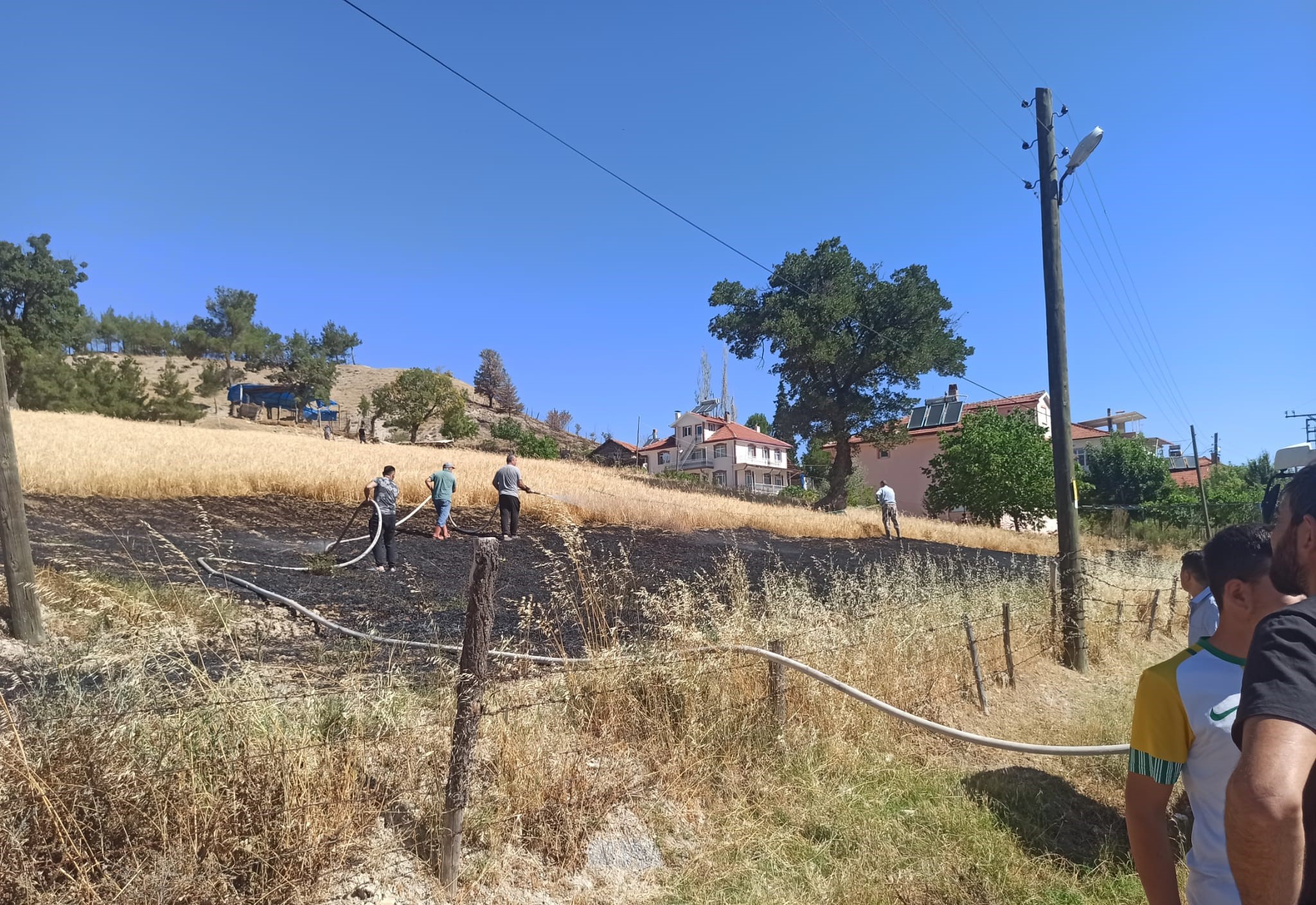 ALTINKENT KÖYÜNDE BUĞDAY TARLASI YANDI