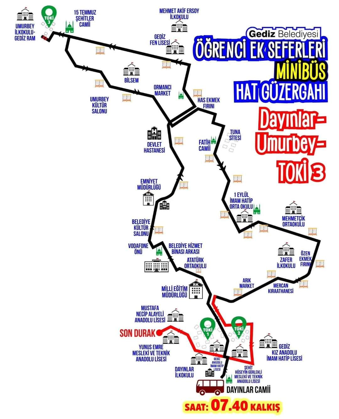 GEDİZ BELEDİYESİ’NDEN ÖĞRENCİLERE EK MİNİBÜS SEFERLERİ