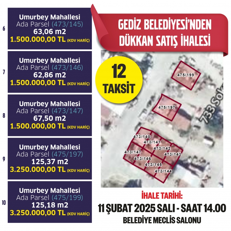 GEDİZ BELEDİYESİ SANAYİ DÜKKANLARINI İHALEYLE SATIŞA SUNUYOR