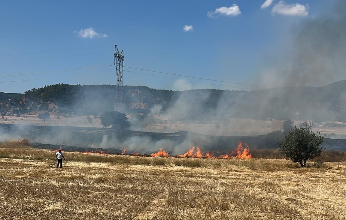 GEDİZ’DE BÜYÜK ARAZİ YANGINI, BİN 500 DÖNÜM TARIM ARAZİSİ  KÜLE DÖNDÜ